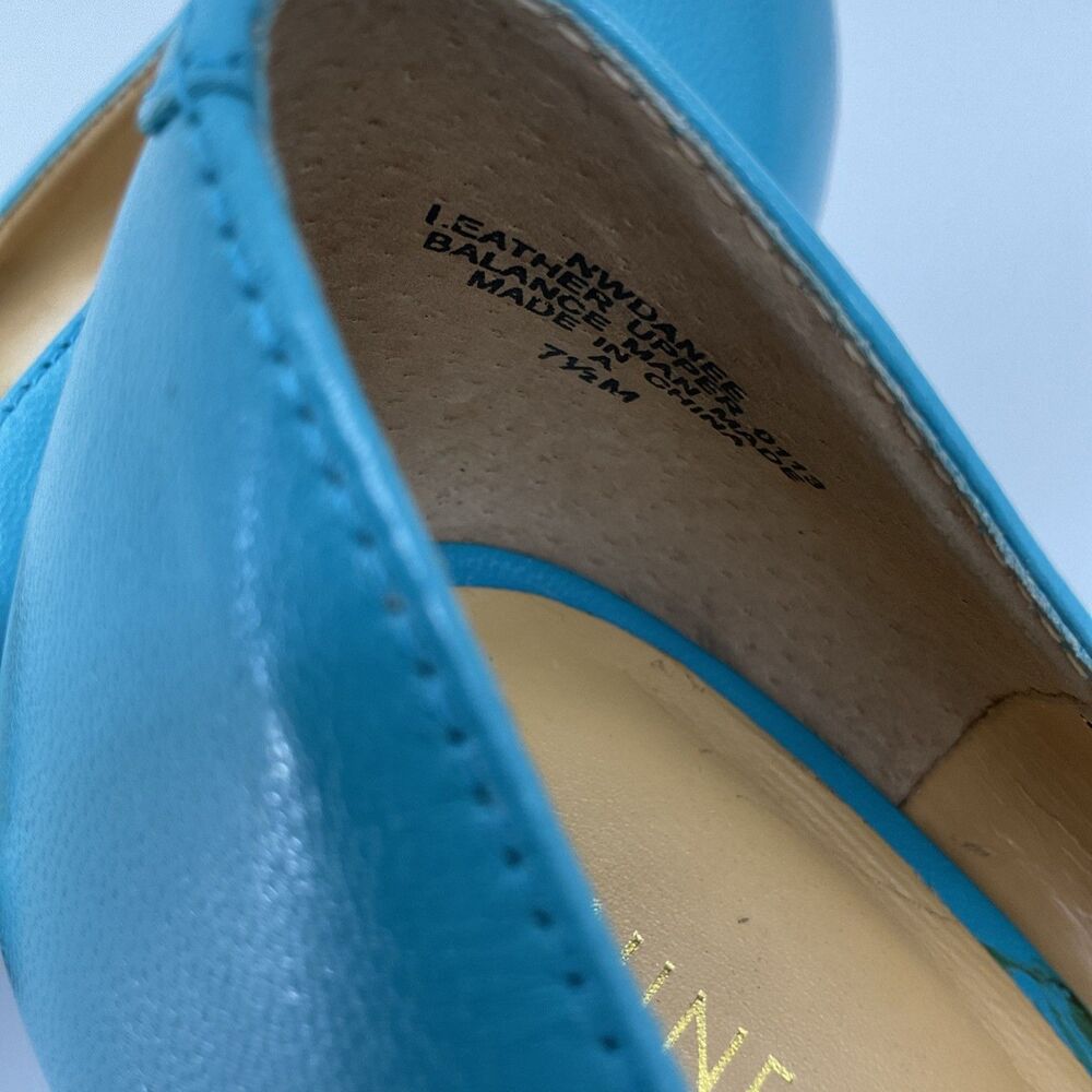 Nine West Danee Peep Toe Teal Platform Pump Leather US 7.5 M Pin Up Stiletto - Picture 7 of 8